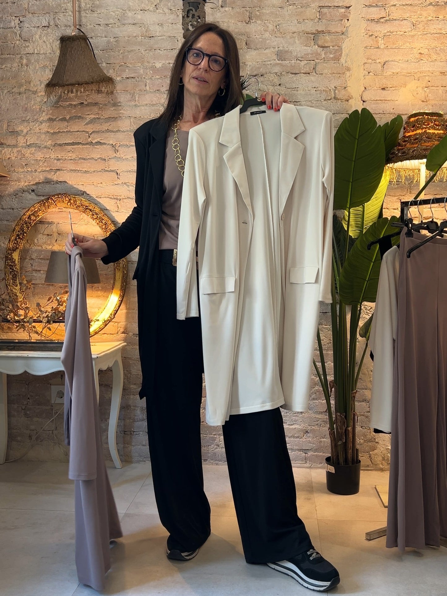 Blazer largo de punto elástico | Valeria