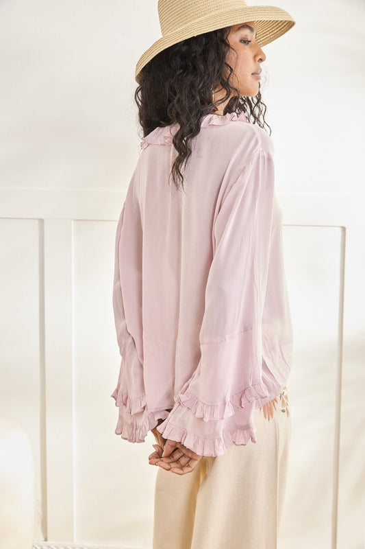 Blusa fluida con lazo y volantes | Elia