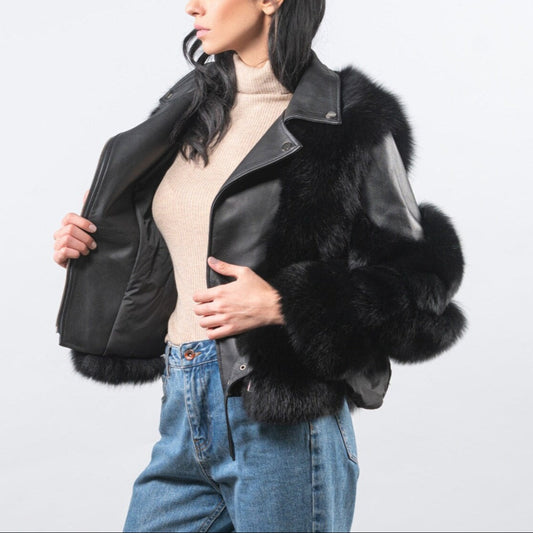Chaqueta efecto piel y pelo | Veyra