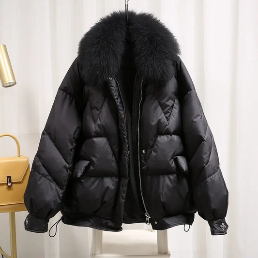 Chaqueta acolchada oversize con cuello de pelo | Kaelis