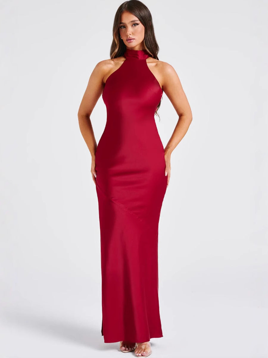 Vestido satinado halter | Liora