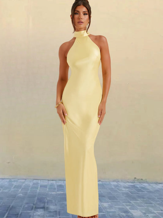 Vestido satinado halter | Liora