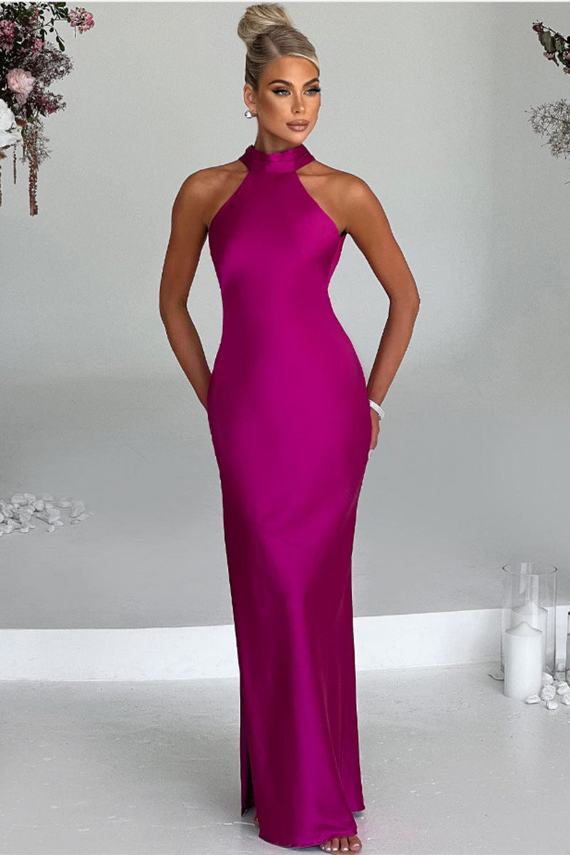 Vestido satinado halter | Liora