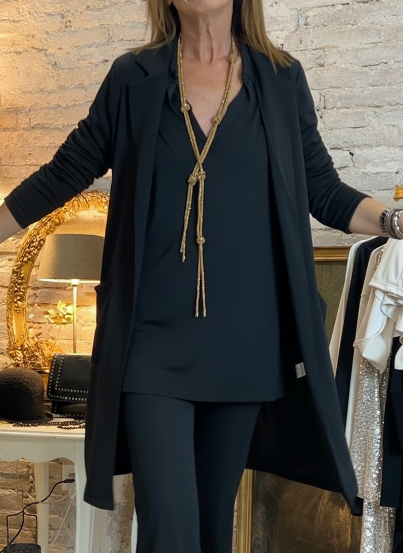 Blazer largo de punto elástico | Valeria
