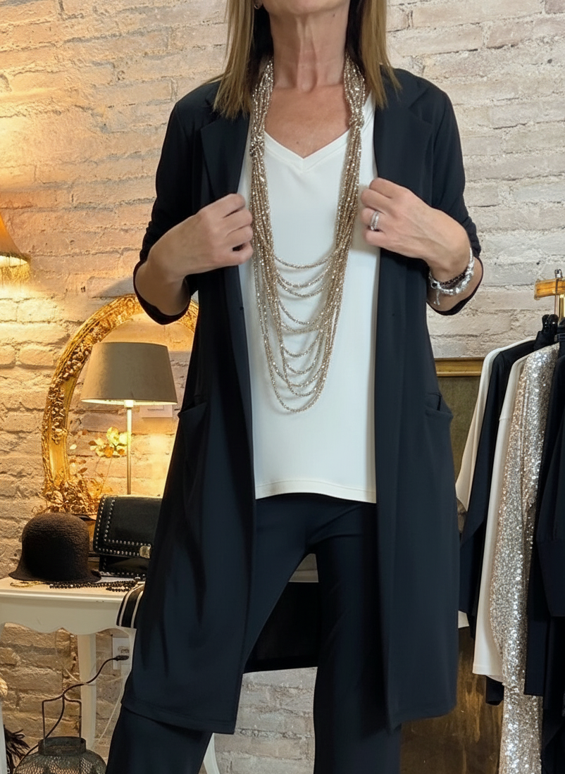 Blazer largo de punto elástico | Valeria