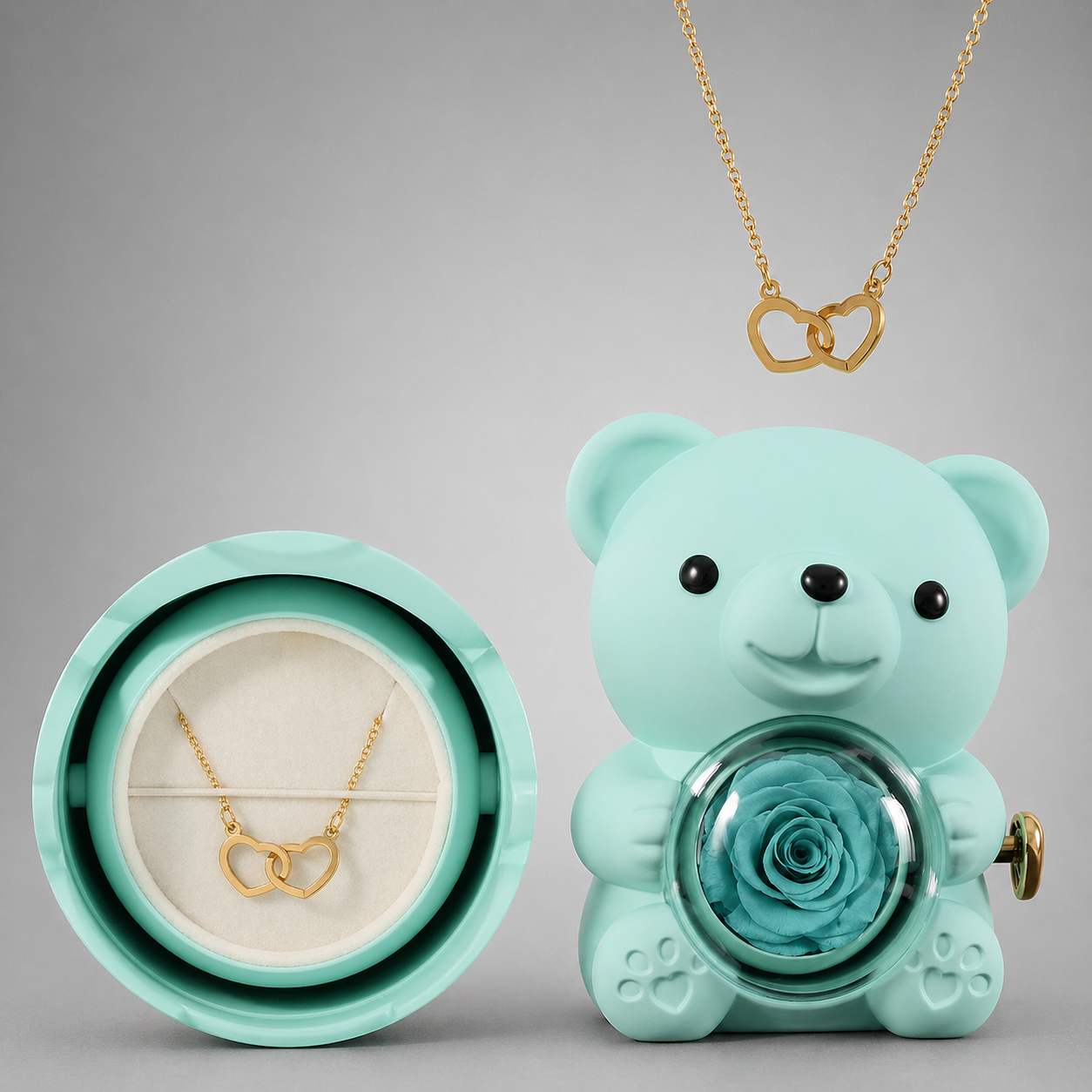 Osito rosa eterno con collar especial y romántico
