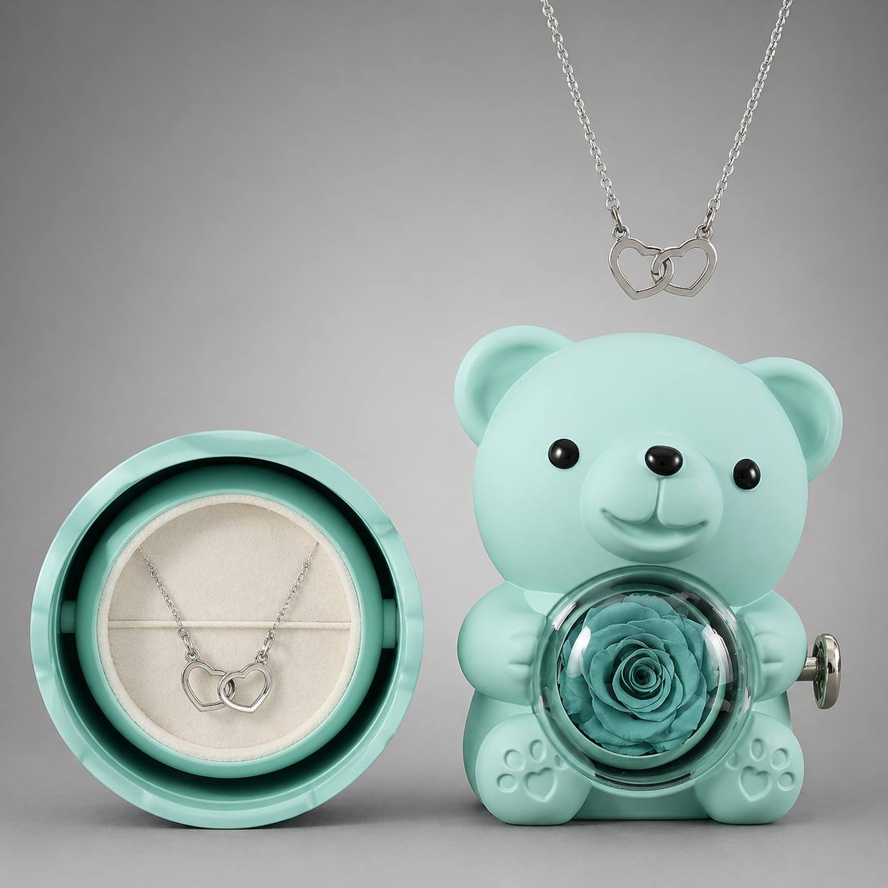 Osito rosa eterno con collar especial y romántico