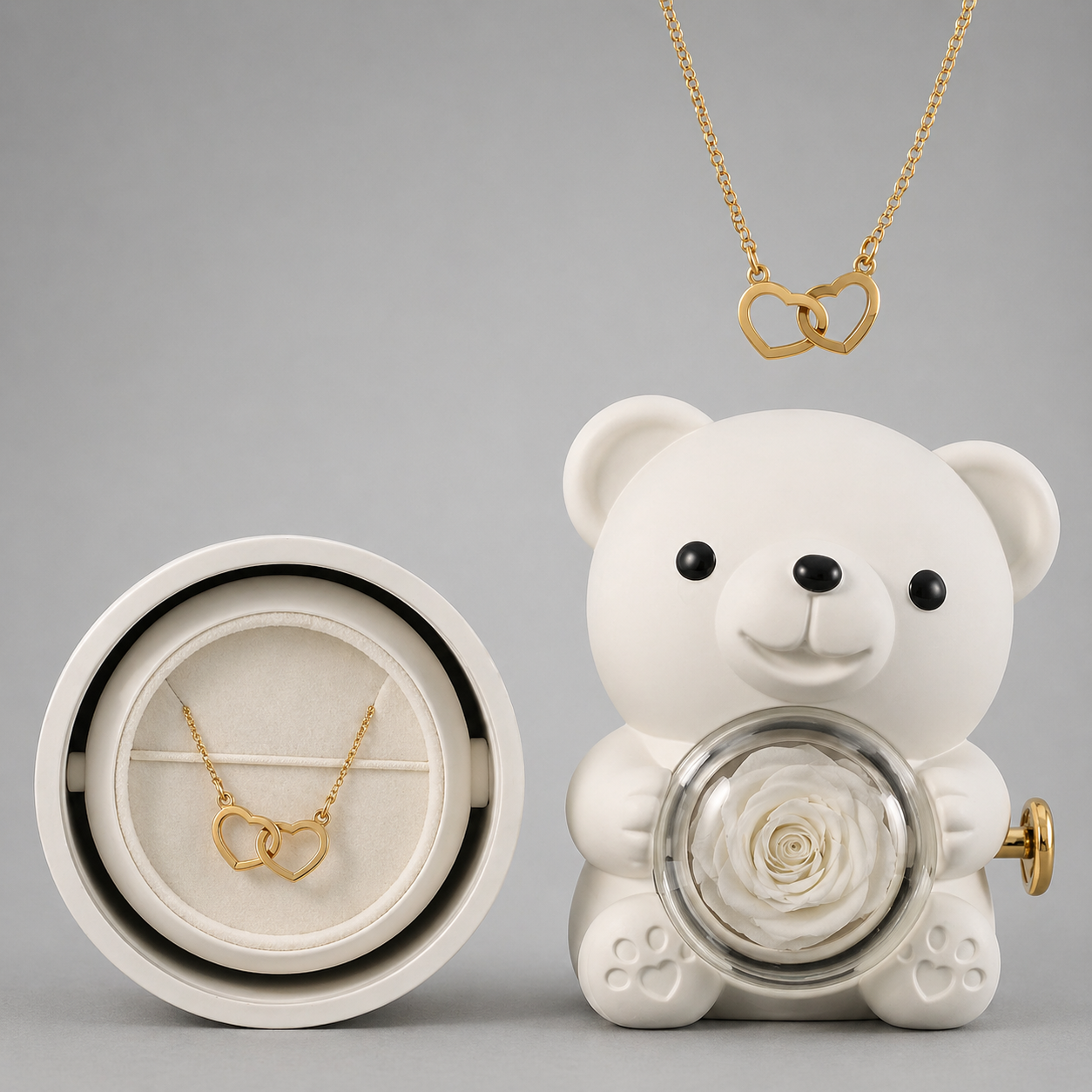 Osito rosa eterno con collar especial y romántico