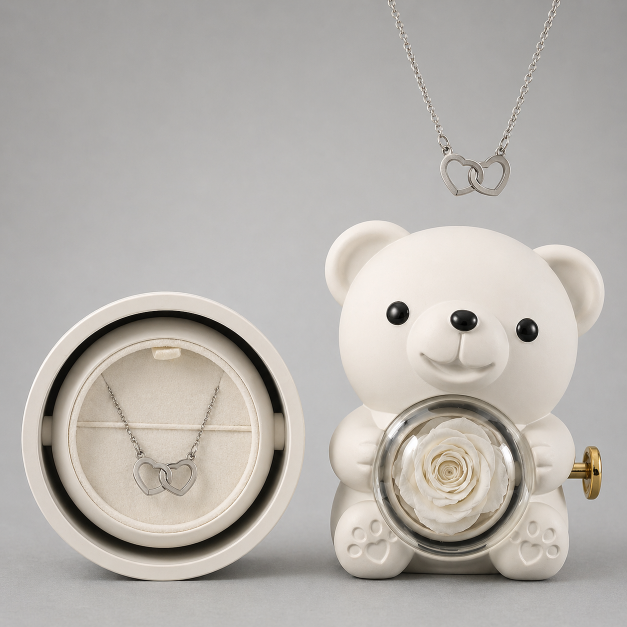 Osito rosa eterno con collar especial y romántico