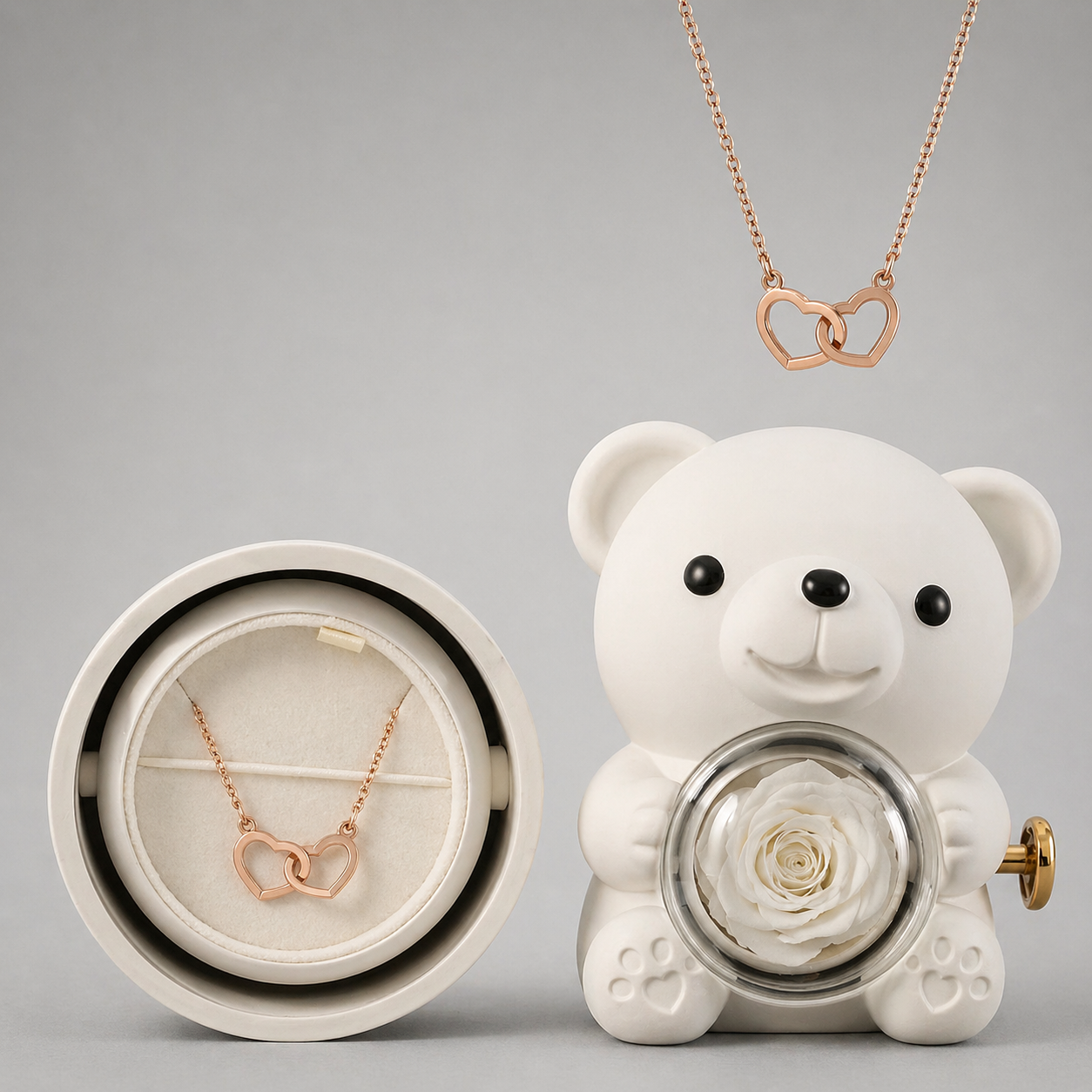 Osito rosa eterno con collar especial y romántico