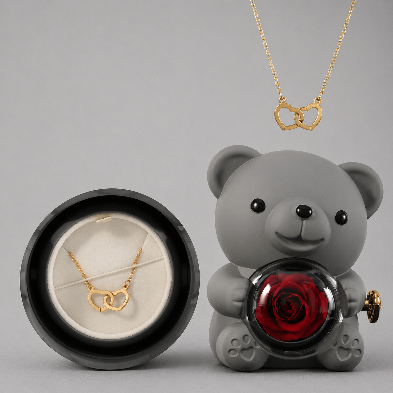 Osito rosa eterno con collar especial y romántico