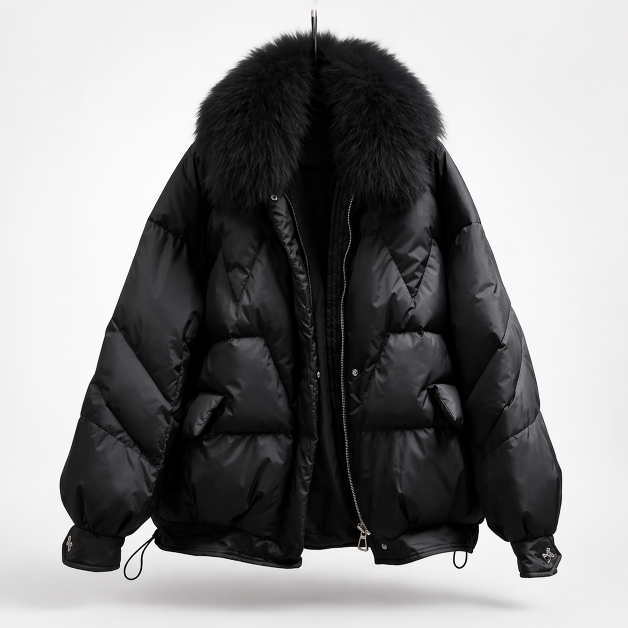 Chaqueta acolchada oversize con cuello de pelo | Kaelis
