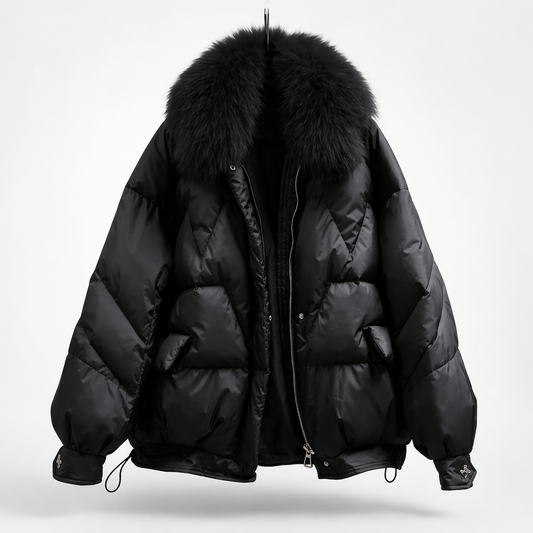 Chaqueta acolchada oversize con cuello de pelo | Kaelis