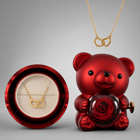 Osito rosa eterno con collar especial y romántico
