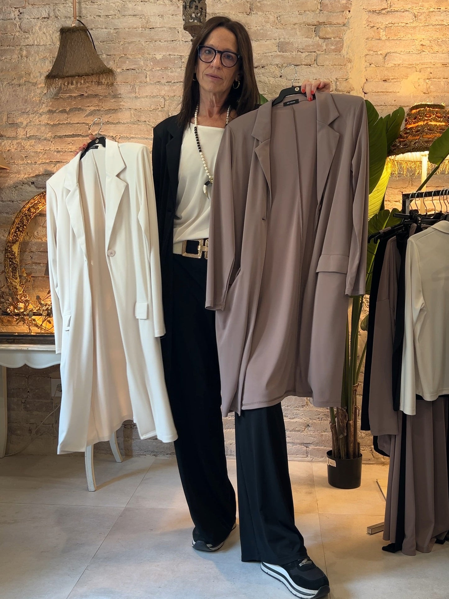 Blazer largo de punto elástico | Valeria