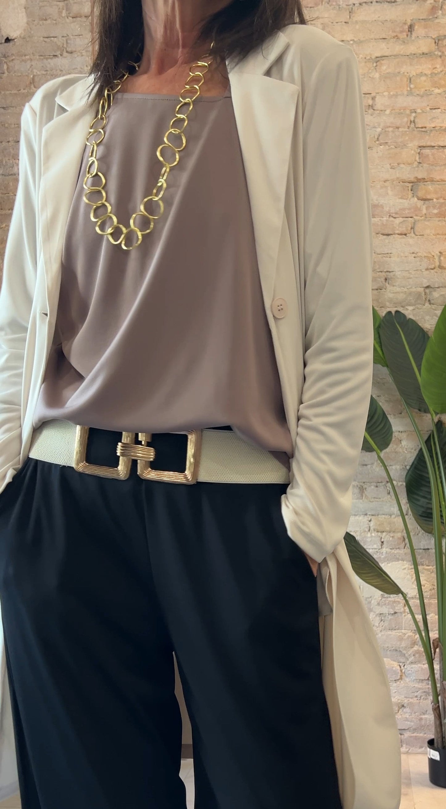 Blazer largo de punto elástico | Valeria