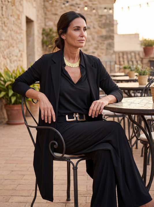 Blazer largo de punto elástico | Valeria