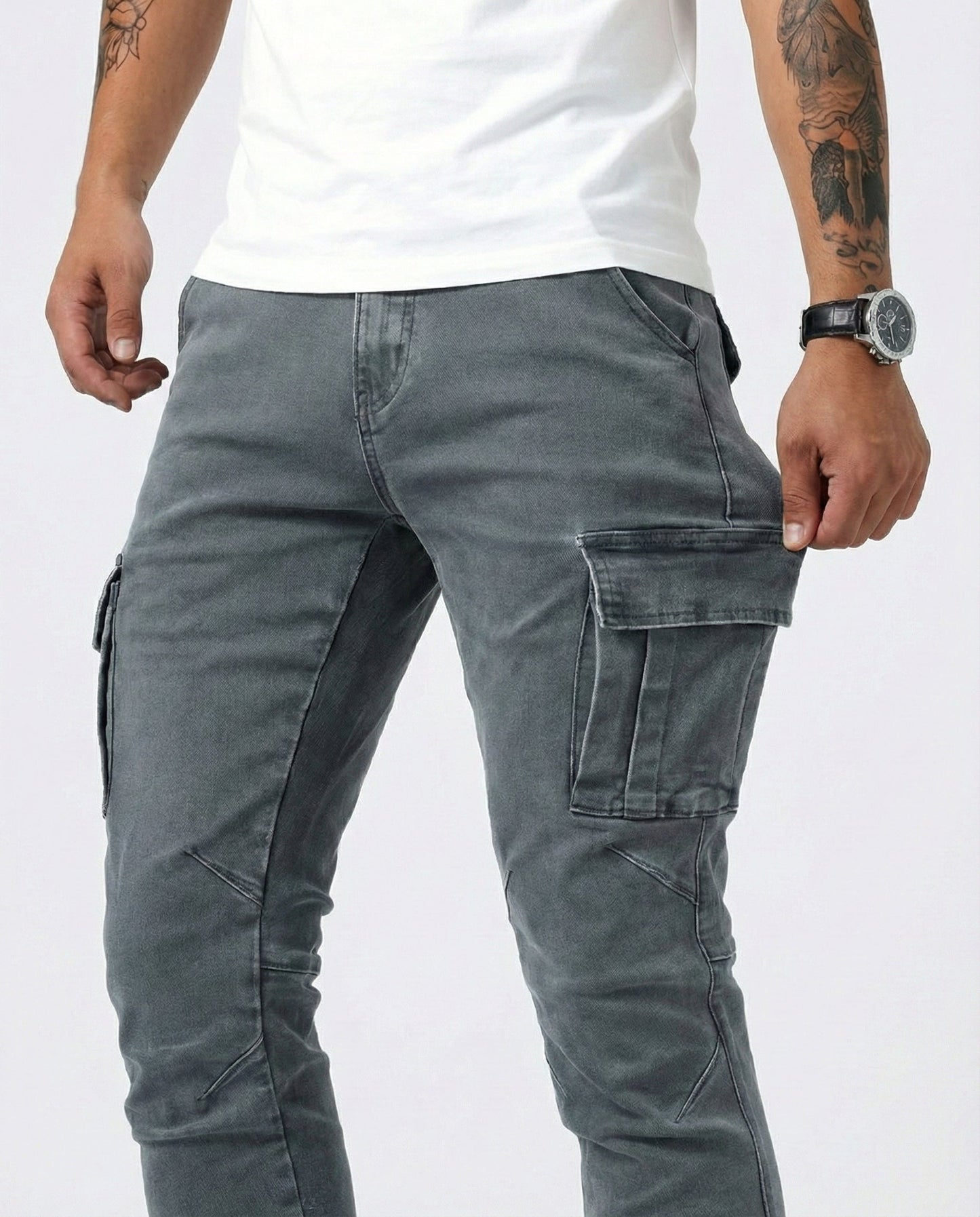 Pantalones cargo elásticos de corte slim | Kael