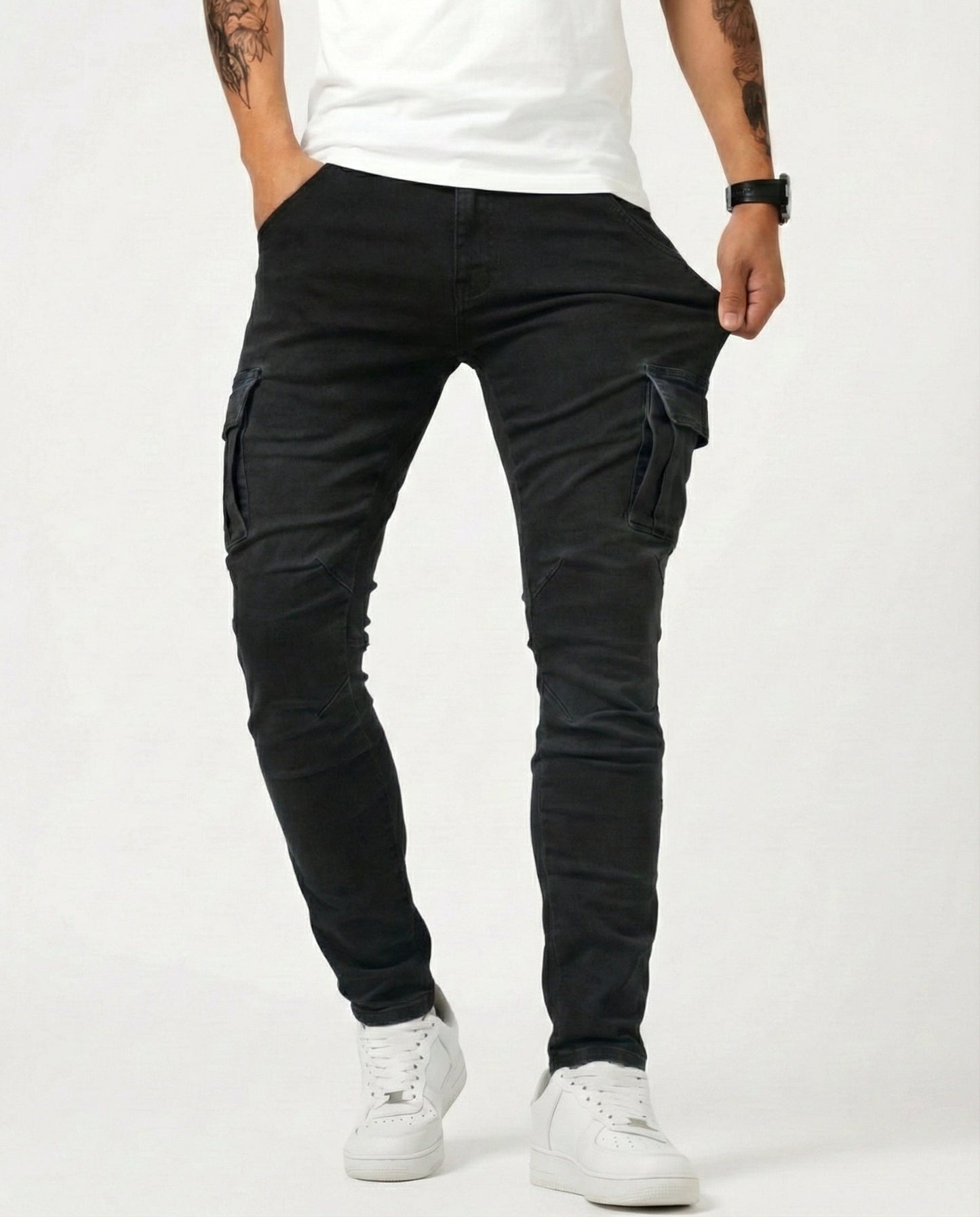 Pantalones cargo elásticos de corte slim | Kael